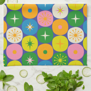 Mid Century Modern Atomic Era Space Age Colourful Tea Towel