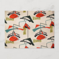 Mid Century Modern Atomic Fabric Postcard
