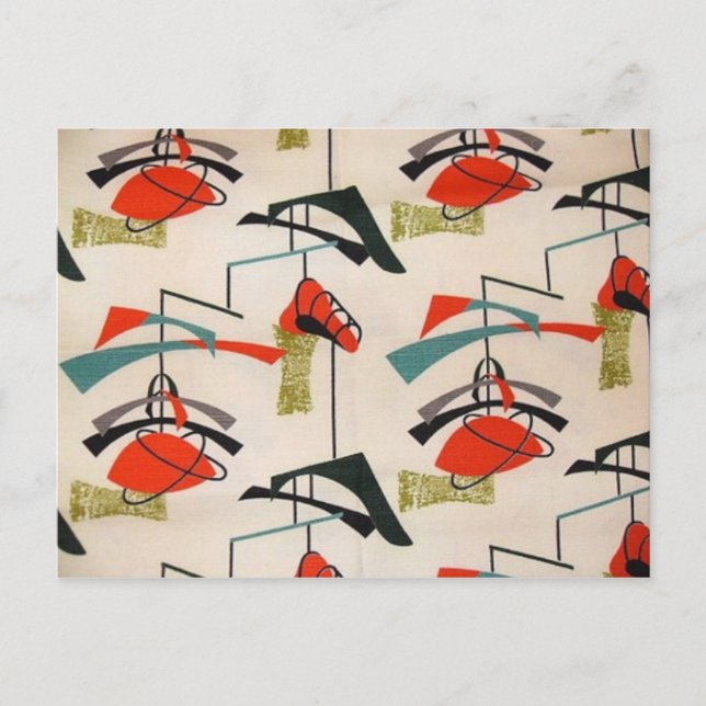 Mid Century Modern Atomic Fabric Postcard (Front)