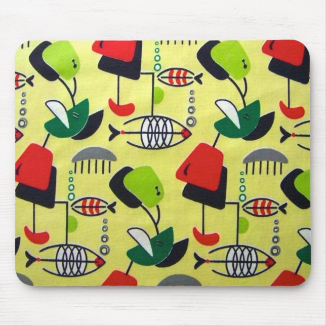 Mid Century Modern Atomic Fish Mousepad (Front)