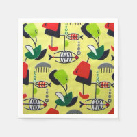 Mid Century Modern Atomic Fish Paper Napkins