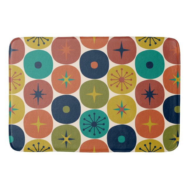 Mid Century Modern Atomic Future Retro Pattern Bath Mat (Front)