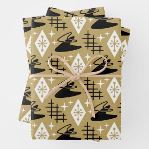 Mid Century Modern Atomic Holliday Pattern Wrapping Paper Sheet