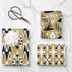 Mid Century Modern Atomic Holliday Pattern Wrapping Paper Sheet