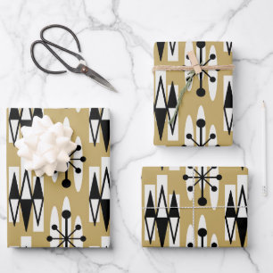 Mid Century Modern Atomic Holliday Pattern Wrapping Paper Sheet