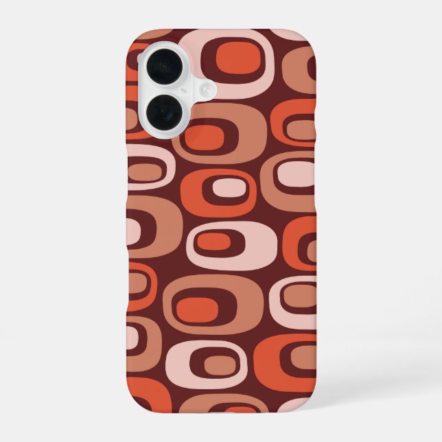 Mid Century Modern Atomic Pattern iPhone 16 Case (Back)