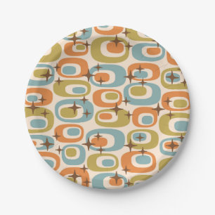 Mid Century Modern Atomic Pattern Paper Plate