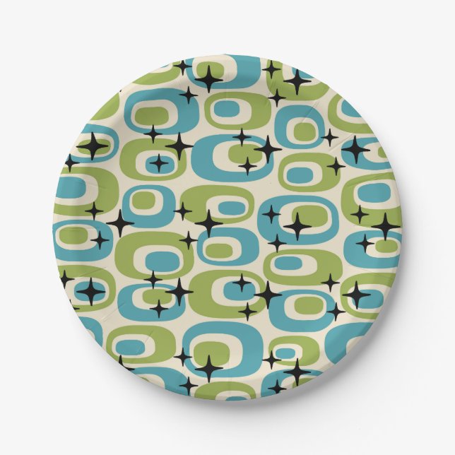 Mid Century Modern Atomic Pattern Paper Plate (Front)