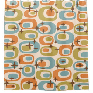 Mid Century Modern Atomic Pattern Shower Curtain