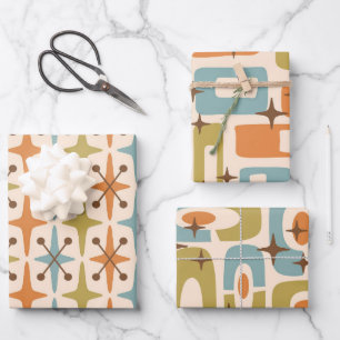 Mid Century Modern Atomic Patterns Wrapping Paper Sheet