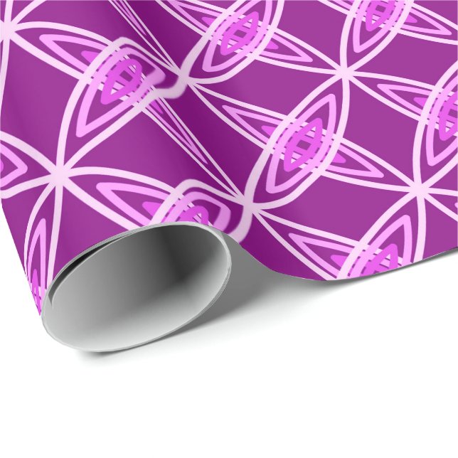 Mid Century Modern Atomic Print - Amethyst Purple Wrapping Paper (Roll Corner)
