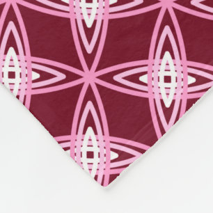 Mid Century Modern Atomic Print - Burgundy Wine Fleece Blanket