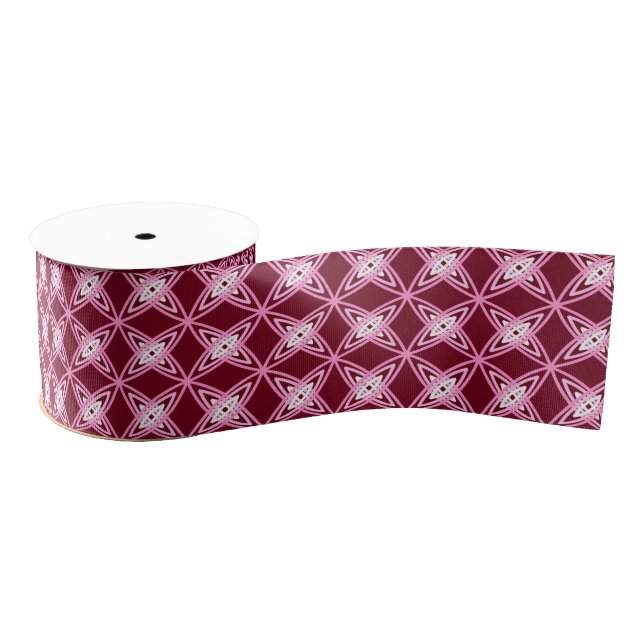 Mid Century Modern Atomic Print - Burgundy Wine Grosgrain Ribbon (Spool)