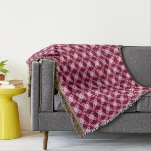 Mid Century Modern Atomic Print - Burgundy Wine Throw Blanket