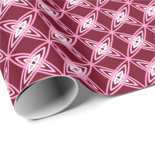 Mid Century Modern Atomic Print - Burgundy Wine Wrapping Paper