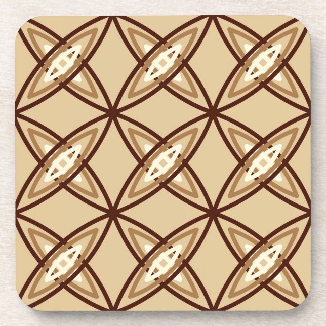 Mid Century Modern Atomic Print - Camel Tan Coaster (Front)