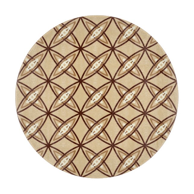 Mid Century Modern Atomic Print - Camel Tan Cutting Board (Front)
