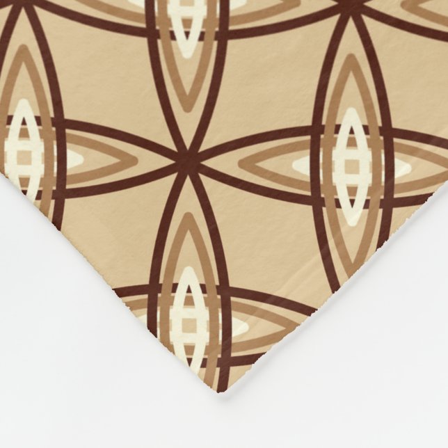 Mid Century Modern Atomic Print - Camel Tan Fleece Blanket (Corner)
