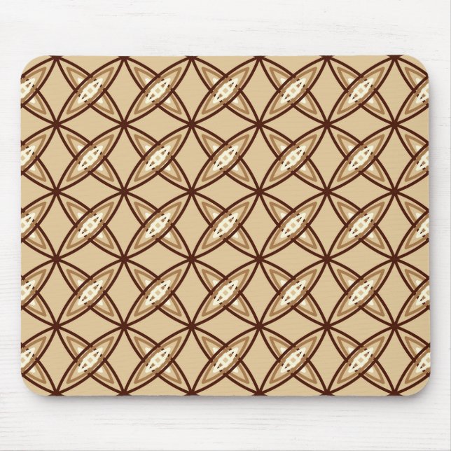 Mid Century Modern Atomic Print - Camel Tan Mouse Mat (Front)