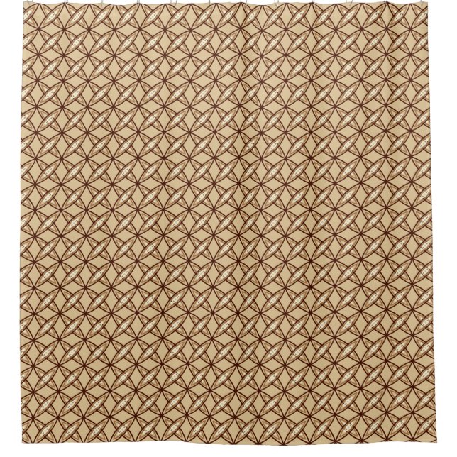 Mid Century Modern Atomic Print - Camel Tan Shower Curtain (Front)