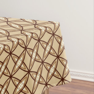 Mid Century Modern Atomic Print - Camel Tan Tablecloth