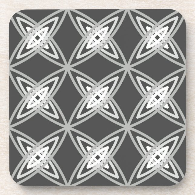 Mid Century Modern Atomic Print - Charcoal Grey Coaster (Front)
