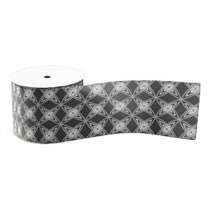 Mid Century Modern Atomic Print - Charcoal Grey Grosgrain Ribbon