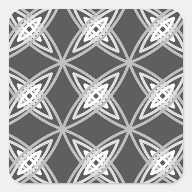 Mid Century Modern Atomic Print - Charcoal Grey Square Sticker (Front)