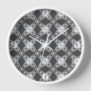 Mid Century Modern Atomic Print - Charcoal Grey Wall Clock