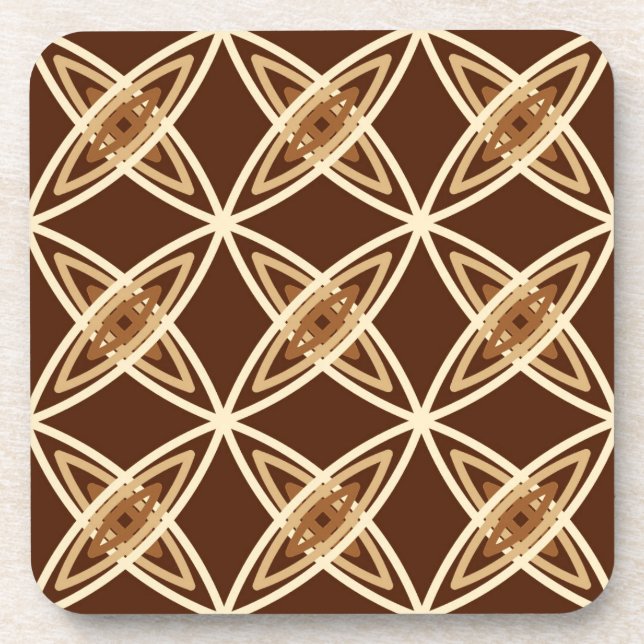 Mid Century Modern Atomic Print - Chocolate Brown Coaster (Front)