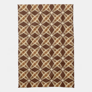Mid Century Modern Atomic Print - Chocolate Brown Tea Towel