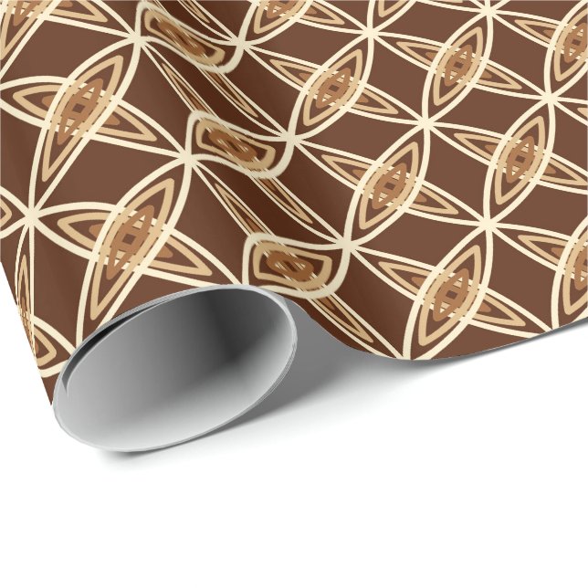 Mid Century Modern Atomic Print - Chocolate Brown Wrapping Paper (Roll Corner)