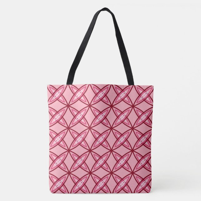 Mid Century Modern Atomic Print - Coral Pink Tote Bag (Front)