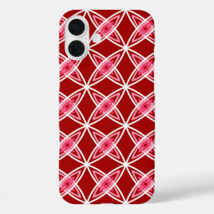 Mid Century Modern Atomic Print - Dark Red iPhone 16 Plus Case