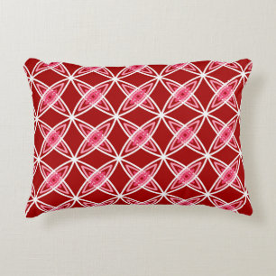 Mid Century Modern Atomic Print - Dark Red Decorative Cushion