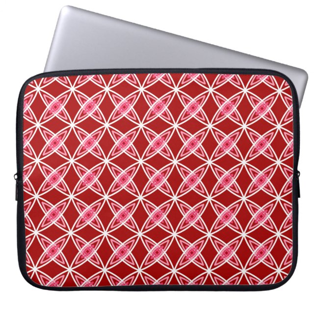 Mid Century Modern Atomic Print - Dark Red Laptop Sleeve (Front)