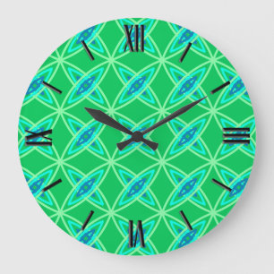 Mid Century Modern Atomic Print - Jade Green Large Clock