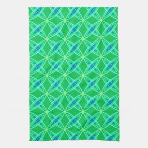 Mid Century Modern Atomic Print - Jade Green Tea Towel