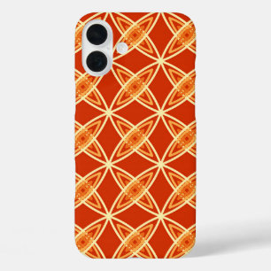 Mid Century Modern Atomic Print - Mandarin Orange iPhone 16 Plus Case