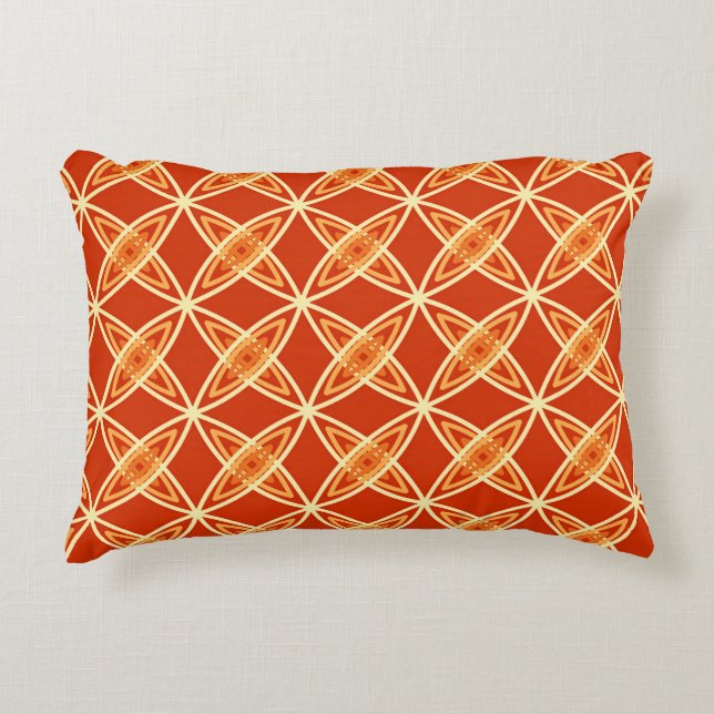Mid Century Modern Atomic Print - Mandarin Orange Decorative Cushion (Front)