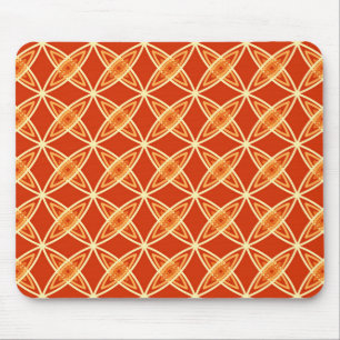 Mid Century Modern Atomic Print - Mandarin Orange Mouse Mat