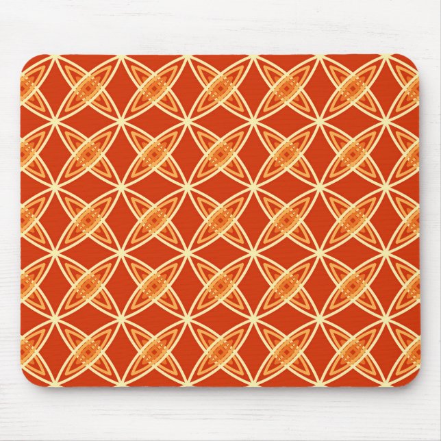 Mid Century Modern Atomic Print - Mandarin Orange Mouse Mat (Front)