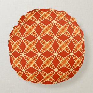 Mid Century Modern Atomic Print - Mandarin Orange Round Cushion
