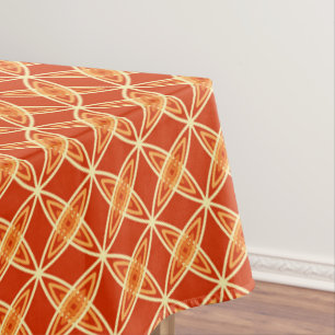Mid Century Modern Atomic Print - Mandarin Orange Tablecloth