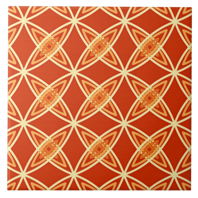Mid Century Modern Atomic Print - Mandarin Orange Tile (Front)