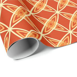 Mid Century Modern Atomic Print - Mandarin Orange Wrapping Paper