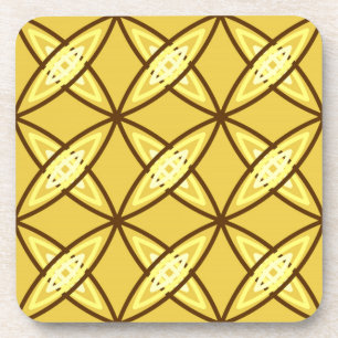 Mid Century Modern Atomic Print - Mustard Gold Coaster