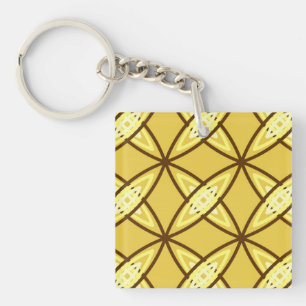 Mid Century Modern Atomic Print - Mustard Gold Key Ring