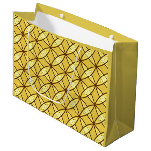Mid Century Modern Atomic Print - Mustard Gold Large Gift Bag