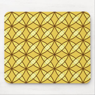 Mid Century Modern Atomic Print - Mustard Gold Mouse Mat